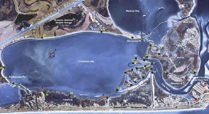 Map of Christmas Bay and the surrounding area
