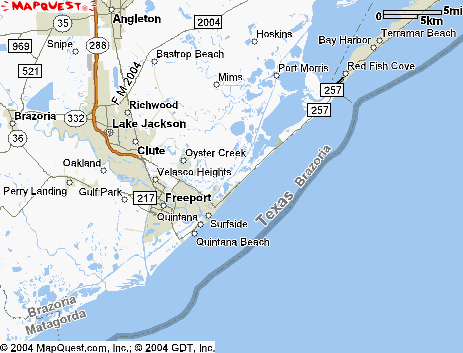 Map of the route to the Christmas Bay launch from Surfside