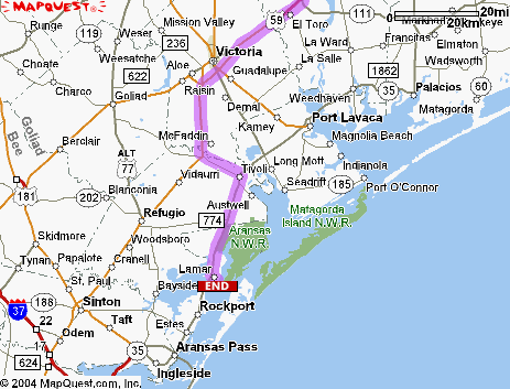 Map of the route to Goose Island State Park