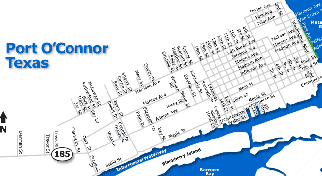 Street map of Port O'Connor
