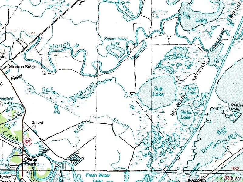 Map of the route to Salt Lake in Brazoria National Wildlife Refuge
