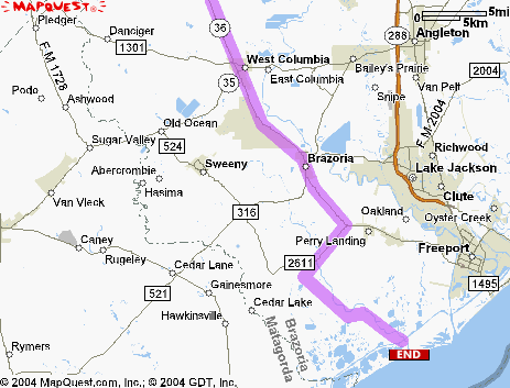 Detail map of the San Bernard River boat launch
